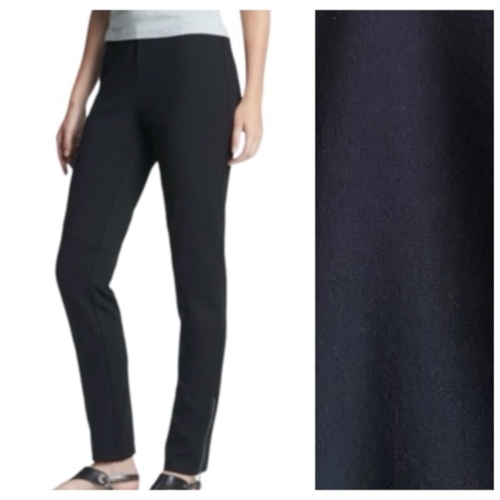 Eileen Fisher Black Zipper Ankle Straight Leg Pull On Pants M
